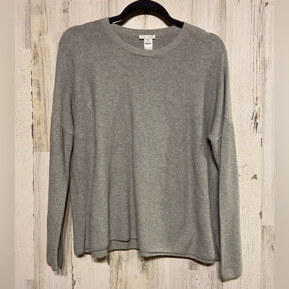 J. Jill Grey Cotton Simple Knit Pullover Sweater Petite Medium
